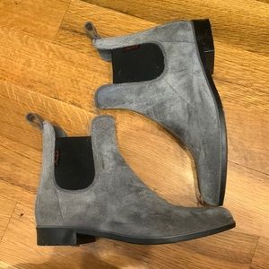 Grey rain boots